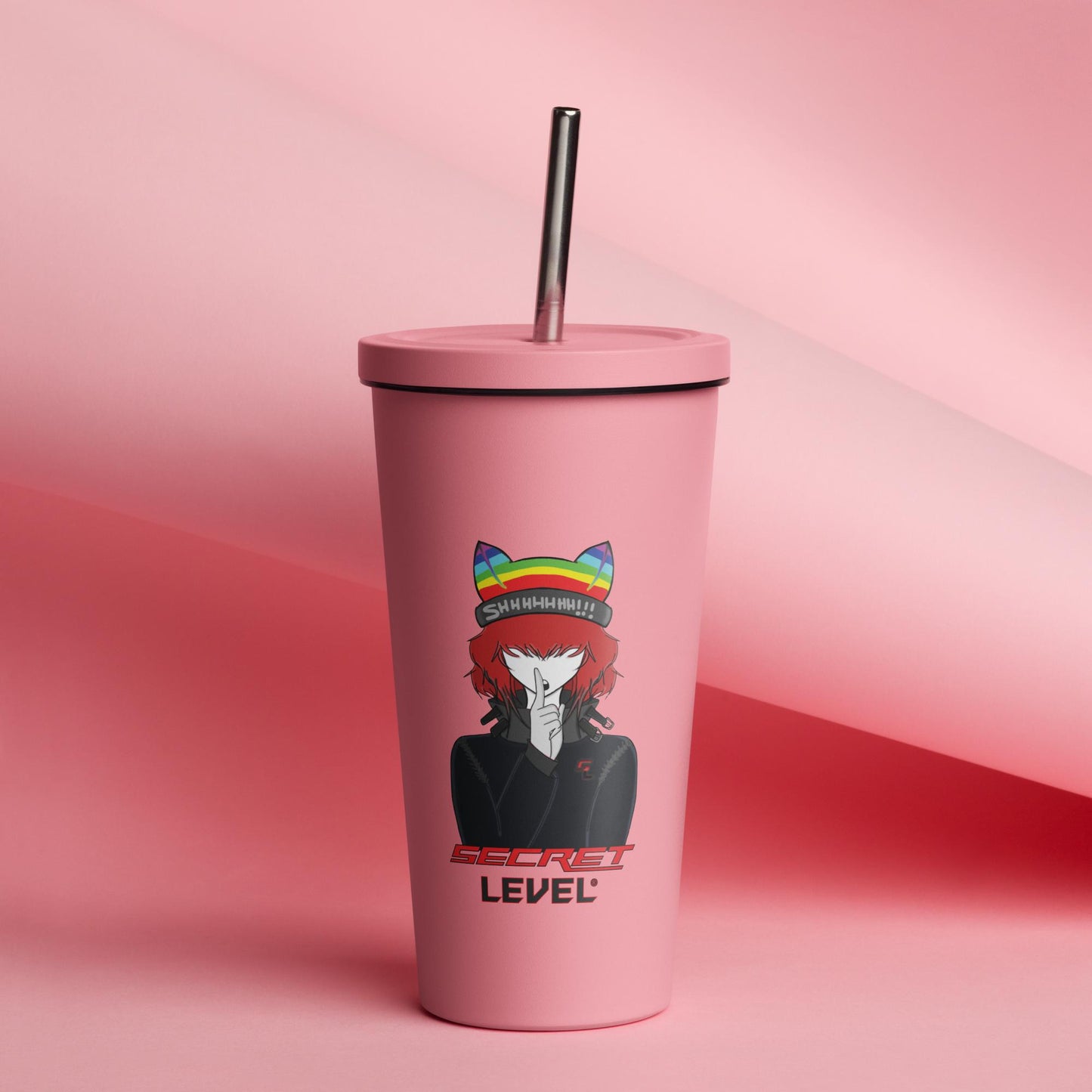 Secret Level SHHHHHH! Logo🌈 'Pride Design' 🌈Insulated tumbler with a straw