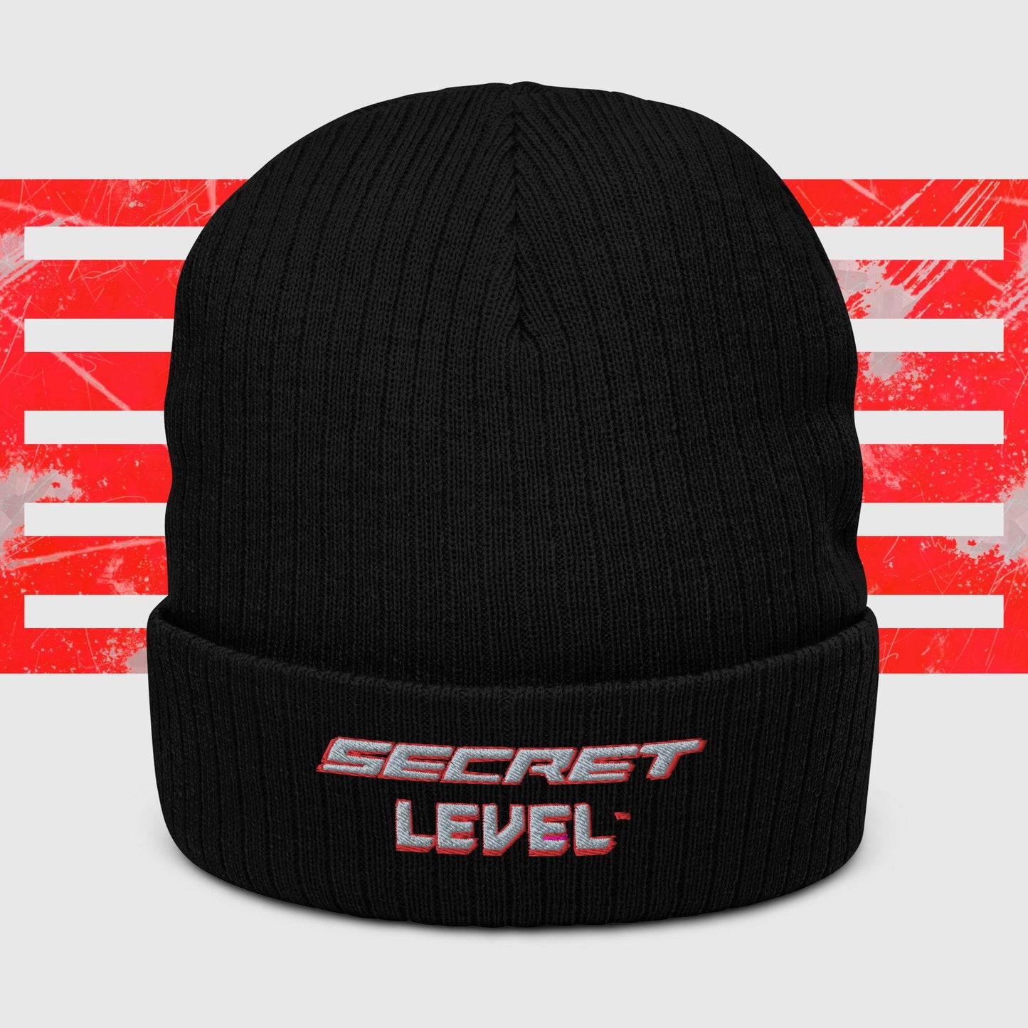 Secret Level Logo Ribbed knit beanie